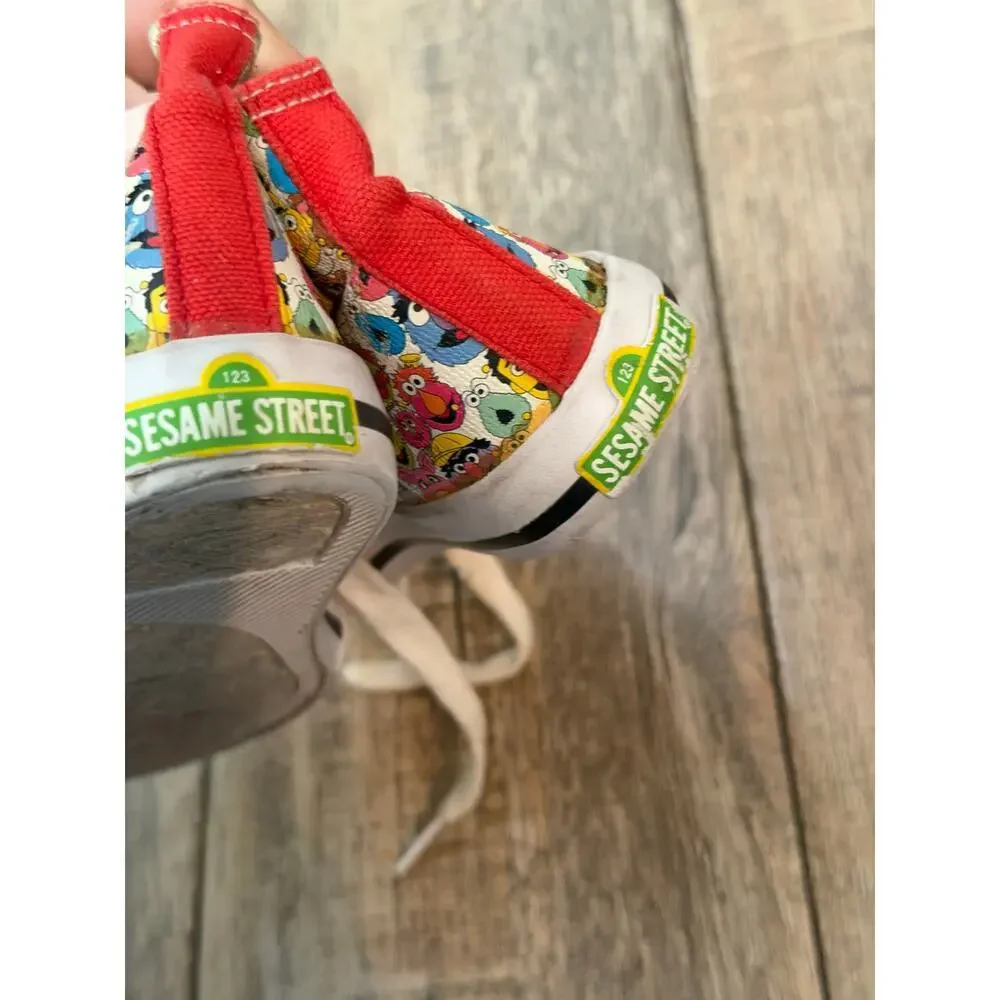 Sesame Hi Top Sneakers Street Elmo Lace Up Multicolor Size 9